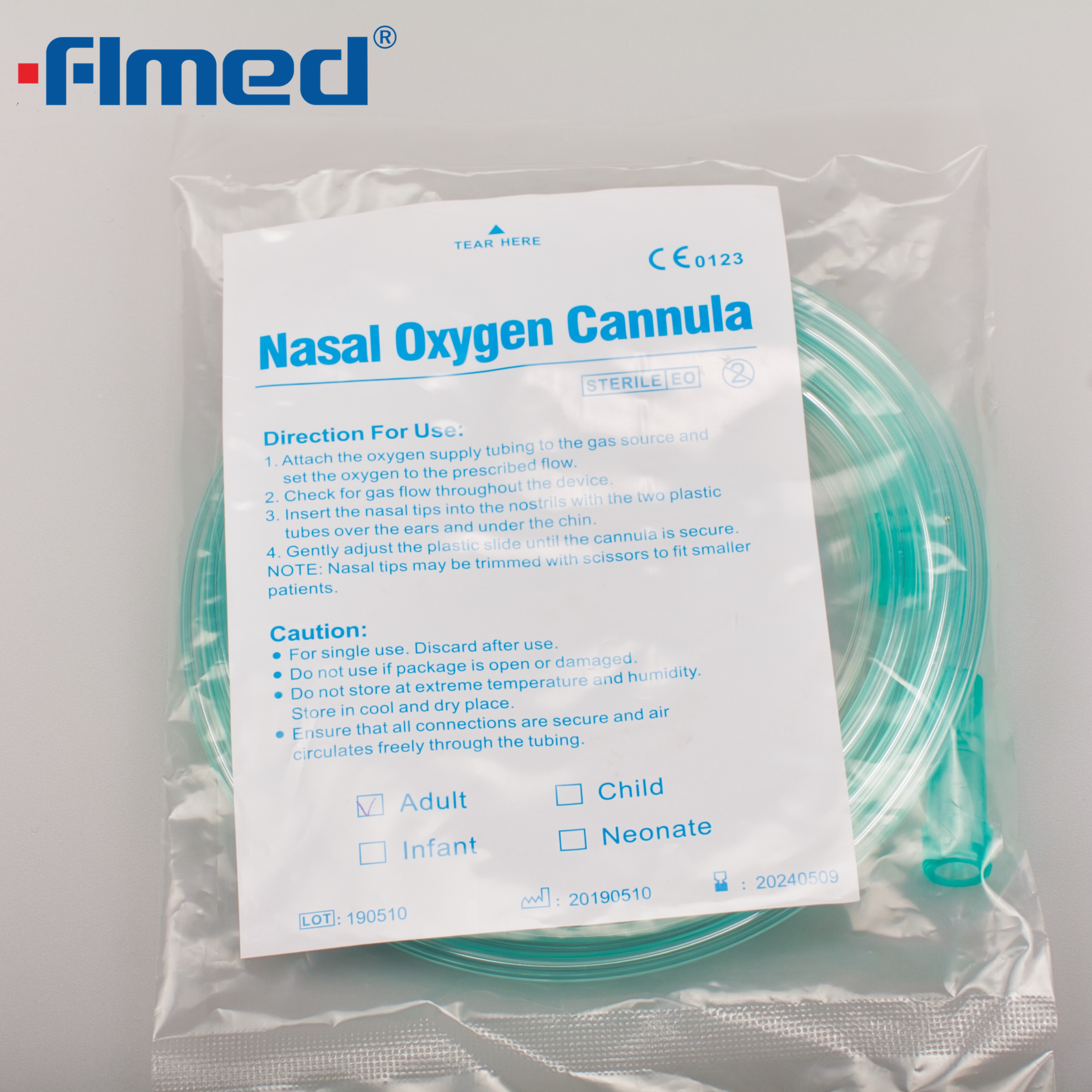 Tubo de oxígeno nasal desechable para oxigenerapia 
