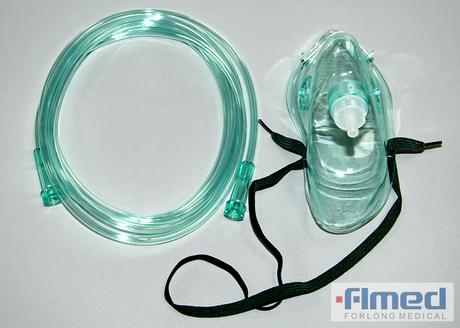 Máscara médica desechable de oxígeno con tubos para adultos y pediátricos
