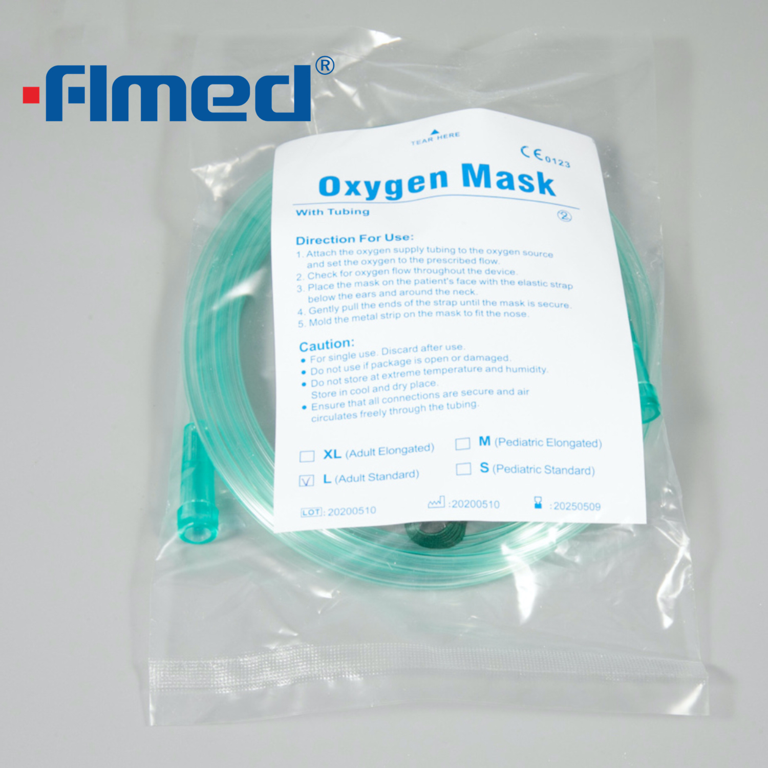 Máscara de oxígeno simple desechable estándar (adulto)