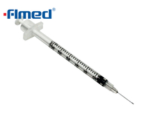 0.3 ml de jeringa de insulina y aguja 29g x 13 mm (29g x 1/2 "pulgada)